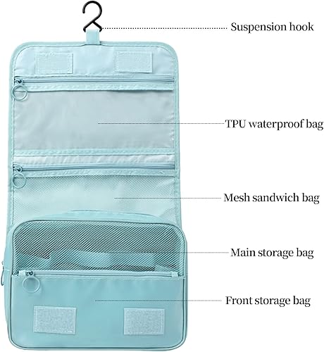 Miniatura 6 de Neceser colgante  Organizador de viaje de maquillaje cosmético de gran capacidad para hombres y mujeres con gancho resistente para mujeres y hombres