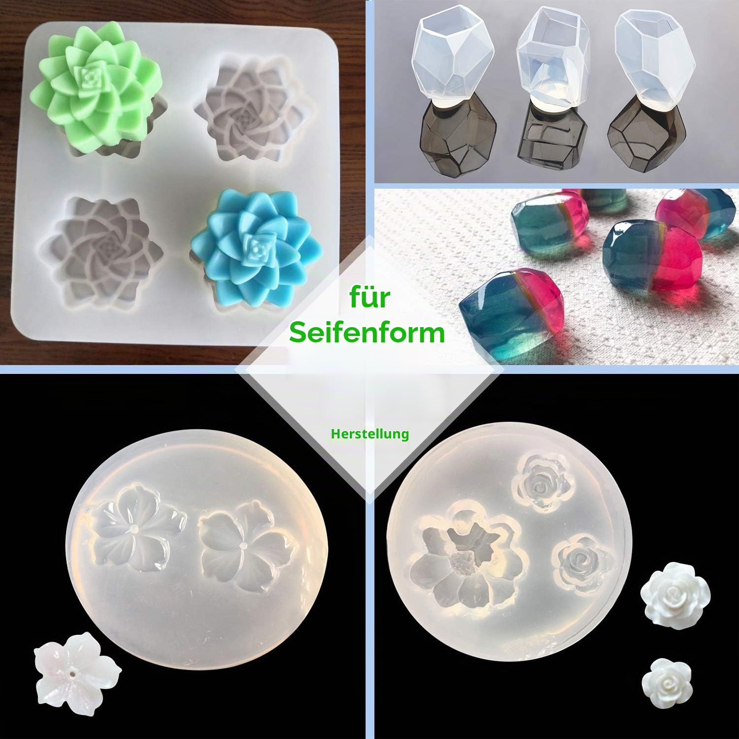 Abformsilikon Flüssiger Silikon Kautschuk - 2.4L (90oz) Elastisches Silikonform für Harz, Seife & Kerzen - 1:1 Mischverhältnis mit Pumpe - Ideal für Gießformen, DIY Handwerk & Modellbau (Grün)