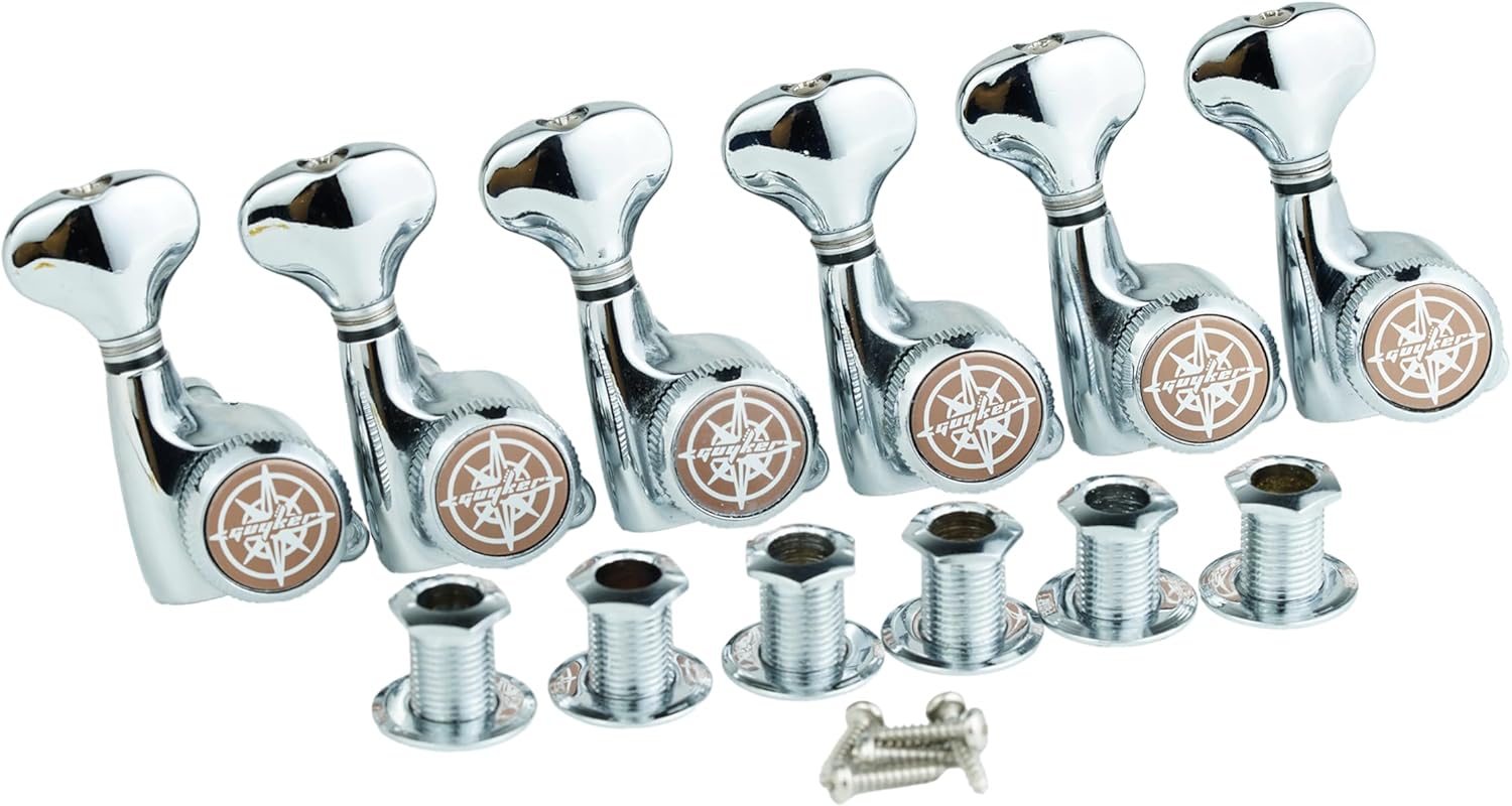 Guyker 6Pcs Guitar Locking Tuners (6 Right Handed) – 1:18 Ratio Lock String Tuning Key Pegs Machine Heads Set Replacement for LP, SG, TL Style Electric, Folk or Acoustic Guitars – Chrome