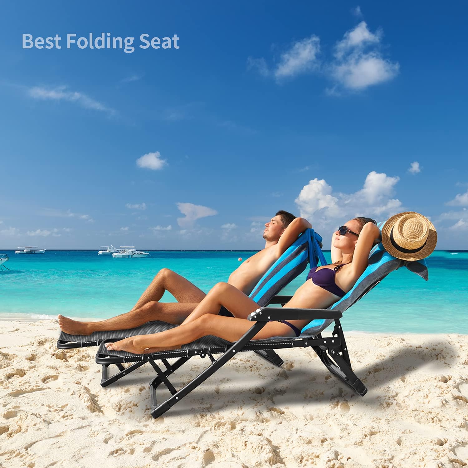 Zero Gravity Recliner Outdoor Folding Lounge Chairs Adjustable Patio Chairs Beach Chairs with Headrest Portable Camping Flat Recliner Lawn Chairs Nap Chairs (Black Straight Bars) : Patio, Lawn & Garden