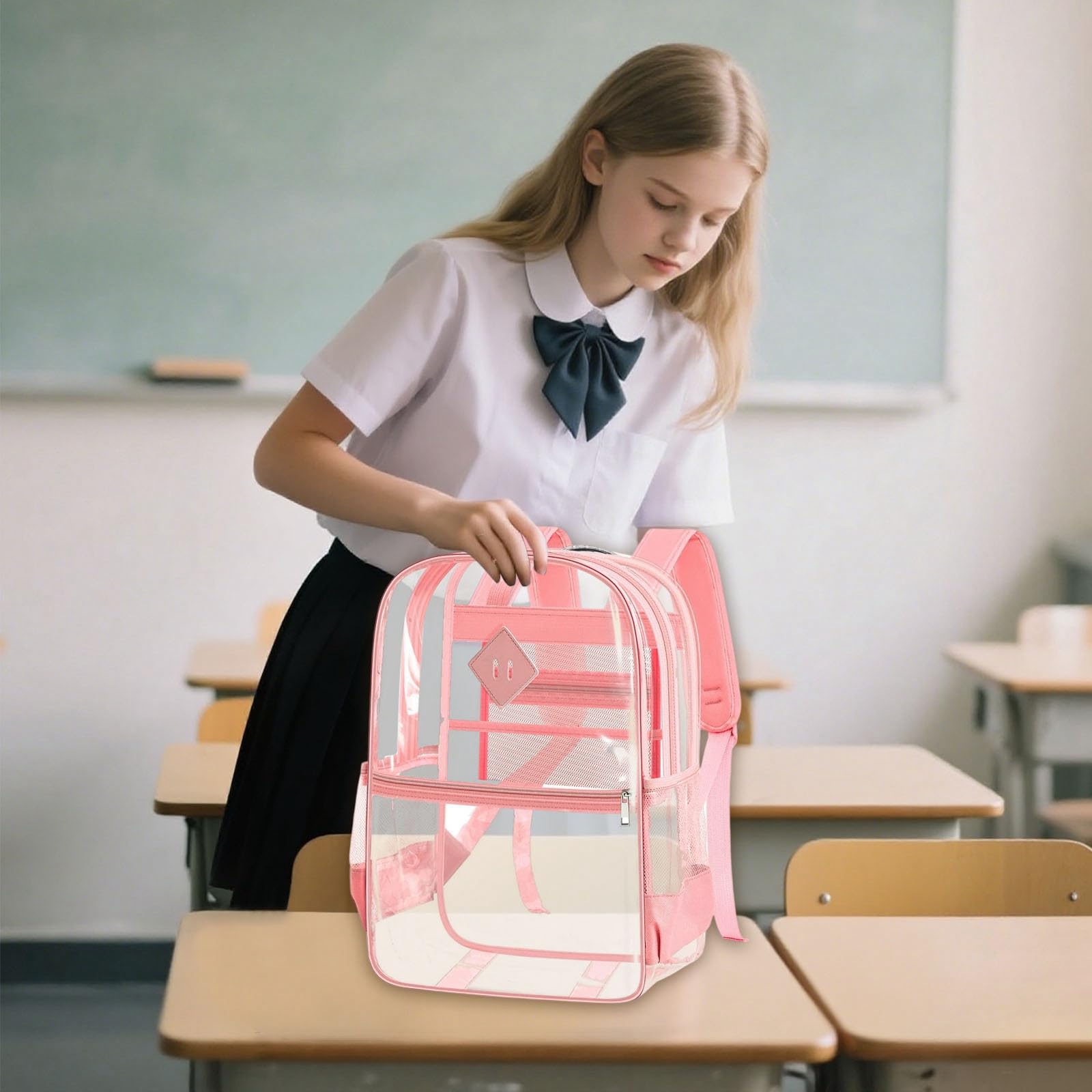 Generisch Przezroczysty plecak dziecięcy, duża pojemność, miękki, galaretowy, trwały, dla studentów, torba na książki, dla chłopców i dziewczynek (jeden rozmiar)