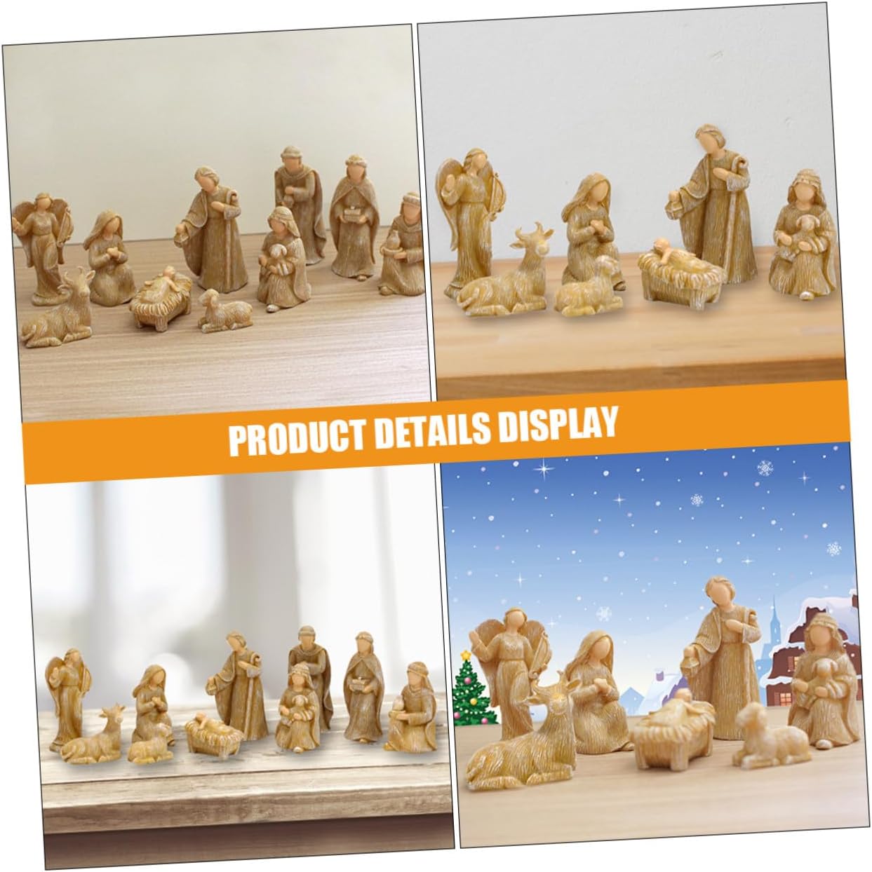 balacoo 10pcs Small Resin Jesus Nativity Figures Christmas Decors Tabletop Nativity Set Delicate Religious Sculptures for Home Holiday Decoration