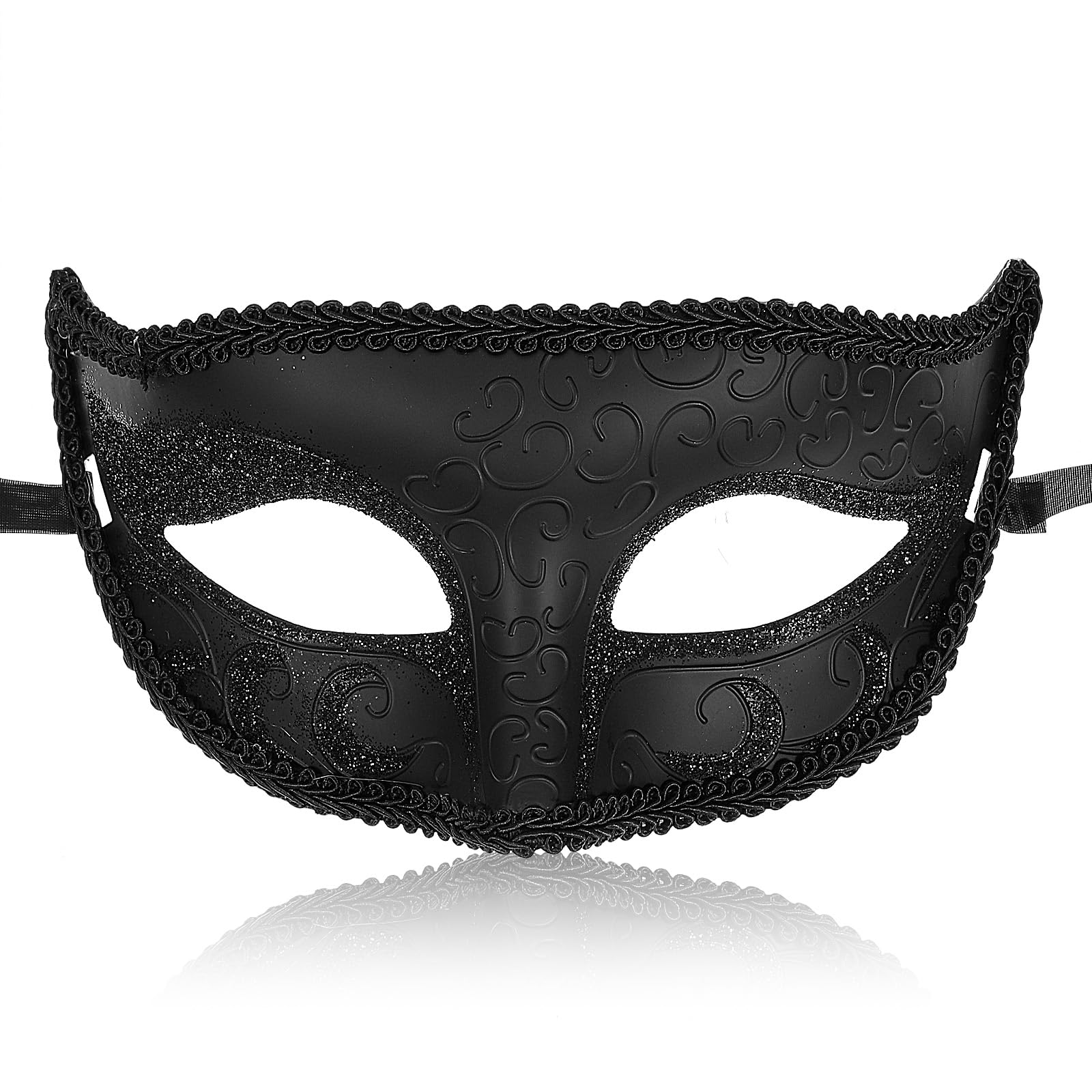 Quilax Masquerade Mask for Men Vintage Black Masquerade Mask, Venetian Black Eye Masks for Halloween Party Prom Ball Costume