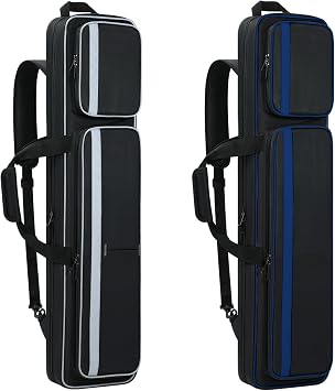 Pool Cue Case 4x5, Pool Cue Carrying Case Soft Padded Billiard Stick Bag with Multi-pocket for 4 Butts and 5 Shafts 1PCS Black + 1PCS Navy-Blue