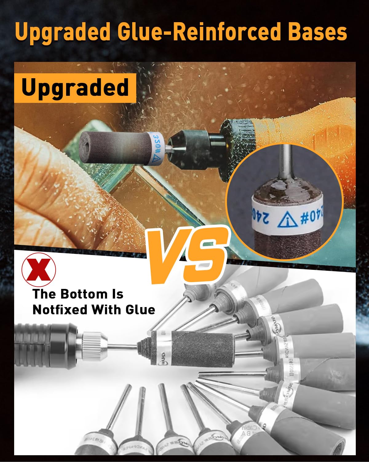 600 800 1000 1200 Grit Reusable Sanding Rolls & Sticks Kit for Dremel Rotary Tool with 1/8" Shank, 20Pcs Sanding Drums Accessories Dry/Wet Abrasive Cylinders for Wood/Metal Rust Removal/Jade Polishing