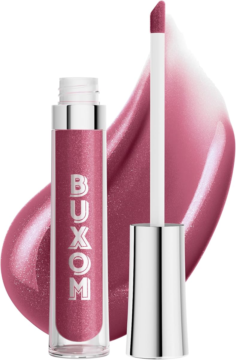 Esmalte de labios Buxom Full-On, brillo de labios teñido, péptidos y vitamina E, brillo de labios de alto brillo, nutre, hidrata y suaviza los labios, vegano