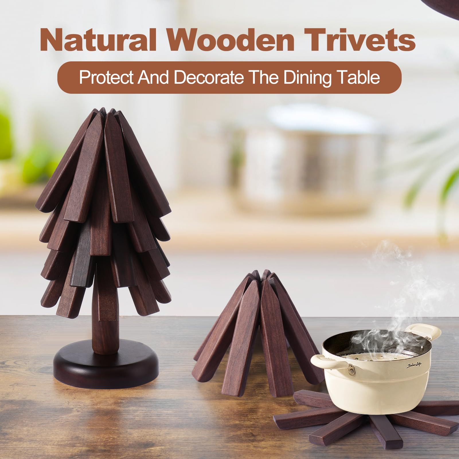 Set Di 4 Sottobicchieri In Legno A Forma Di Albero Di Natale – Sottopentola Termici Per Piatti Caldi, Pentole E Tazze, Decorazioni Tavola Rustiche In Legno Massello