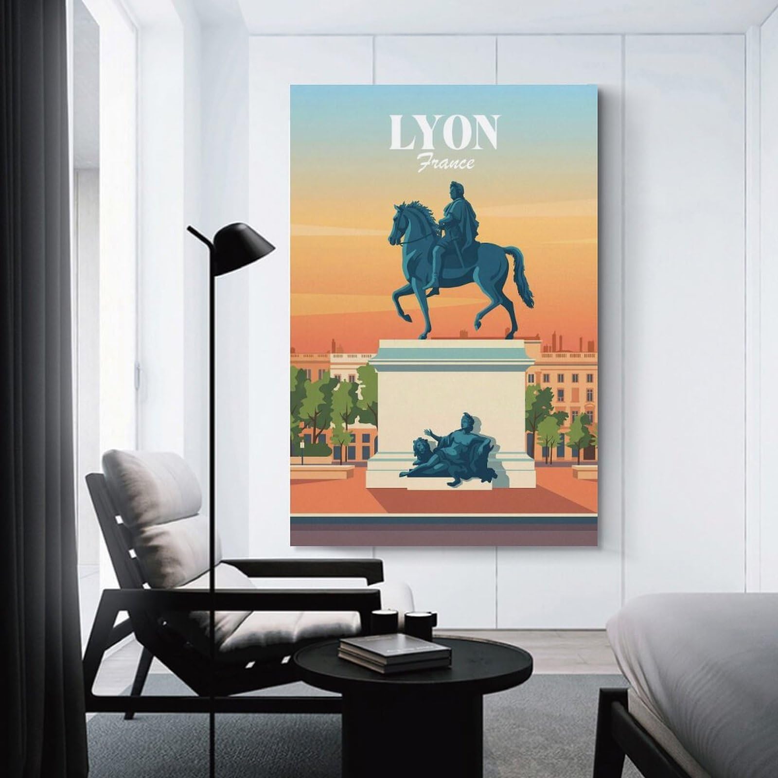 Junmoney Lyon France Canvas Wall Decor, 20x30inch(50x75cm), for Home Lounge, Bedroom Or Reading Nook, Modern Wall Decor for Cosy Interiors