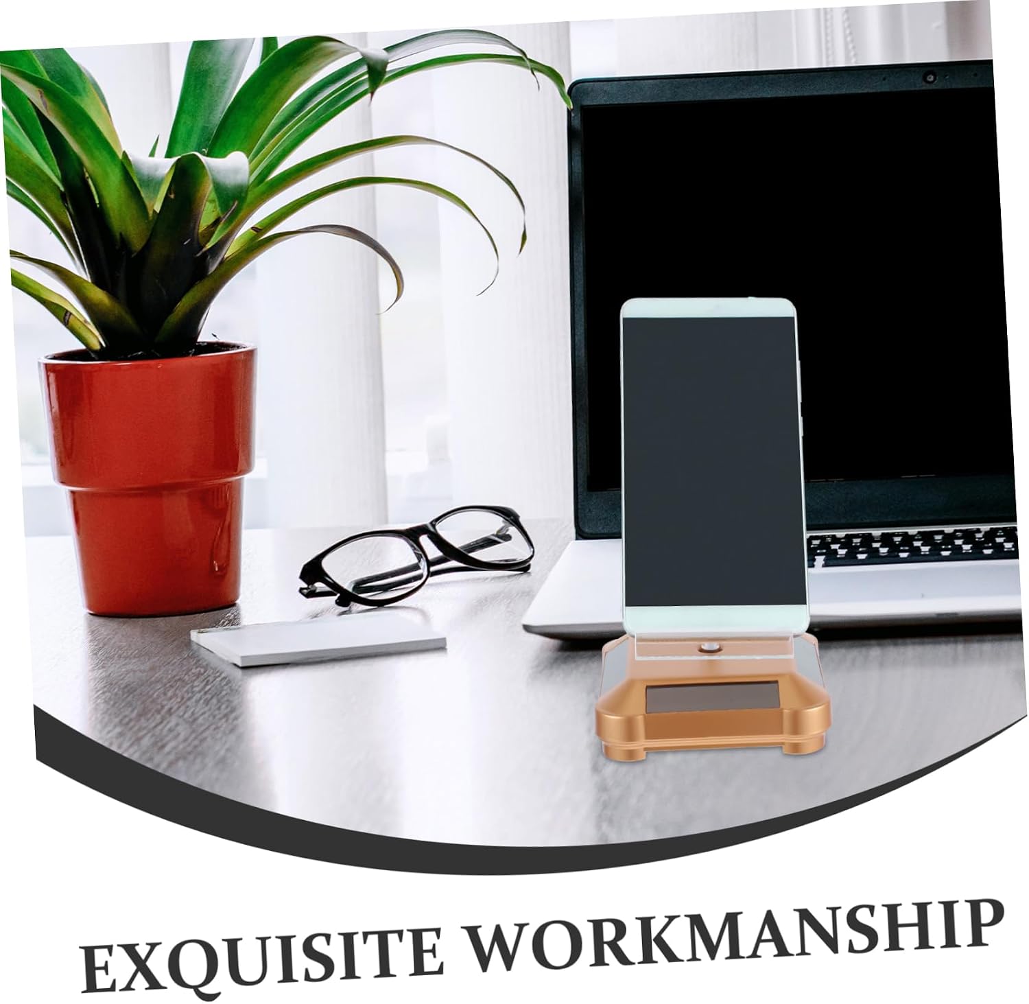 Cabilock 360Degree Solar Powered Motorized Rotating Display Stand for Jewelry Watches Phones Showcase for Malls Trade Shows and Exhibitions Neat Tidy Presentation