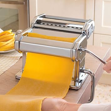 Hand Rolling Noodle Machine, Stainless Steel Manual Pasta Maker, Dough Roller Pasta Maker, Adjustable Thickness 0.5mm-2.5mm, Portable Hand Crank Noodle Press Machine