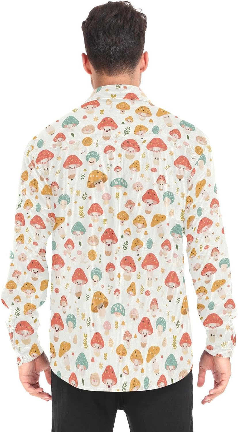 KLL Mushroom Doodle Women Men Regular Fit Rugby Shirts Outdoor Long Sleeve Blouses