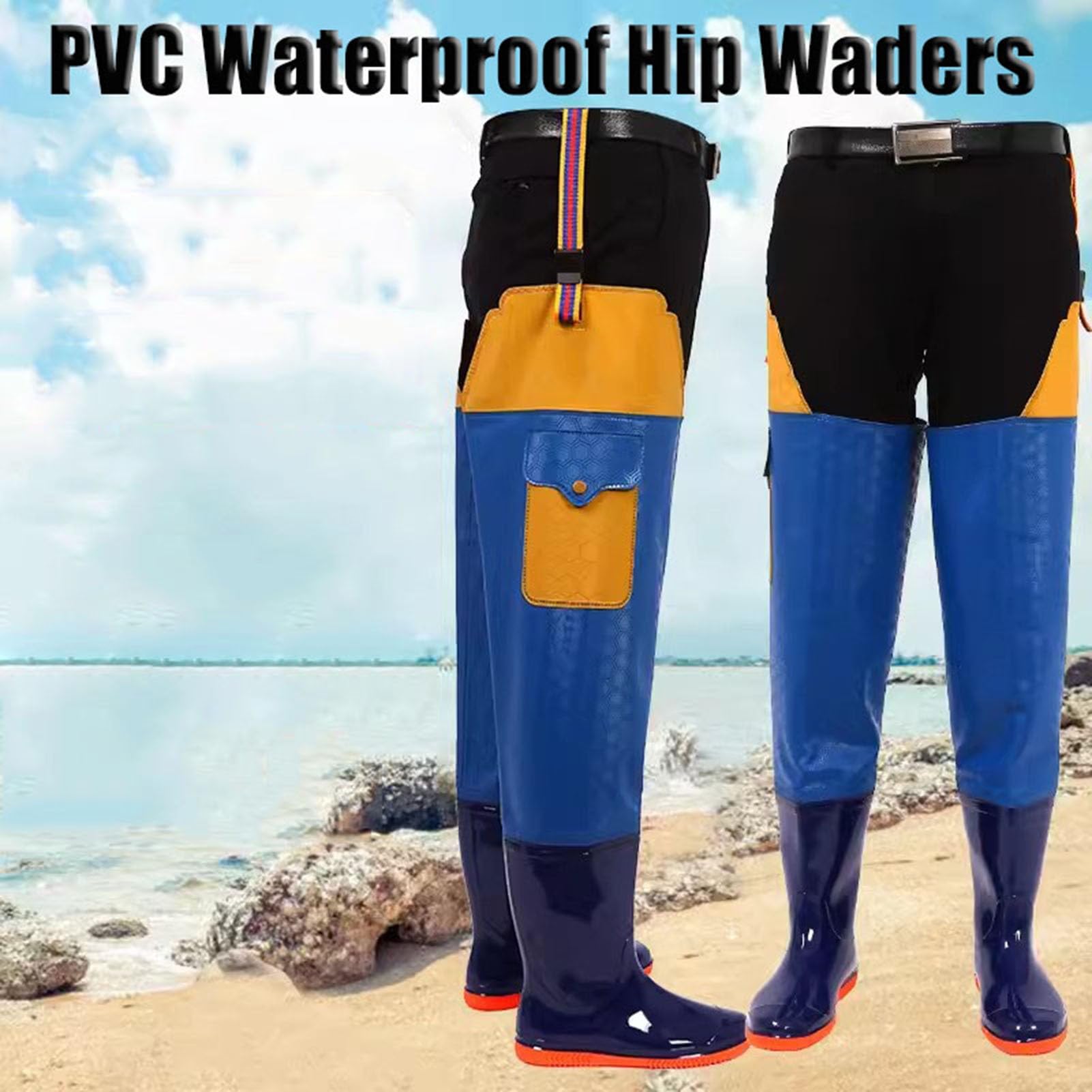 Trampolieri da Pesca | Trampolieri for anca impermeabili in PVC for caccia alla pesca unisex blu taglie USA 4.5-9.5(9)