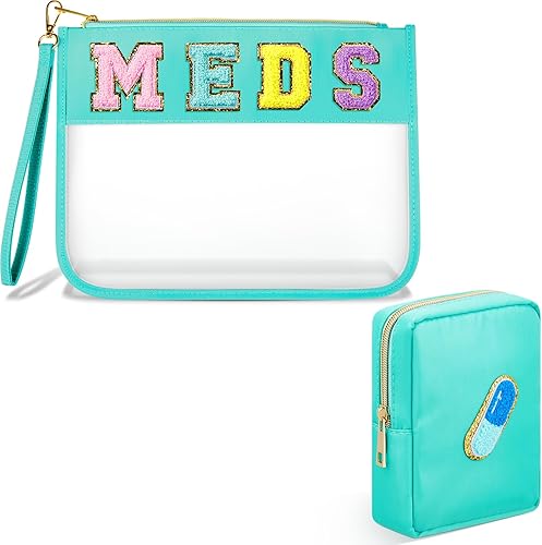 Miniatura 1 de Geetery 2 bolsas de maquillaje transparentes de felpilla para el cuidado de la piel con cremallera, bolsa transparente de chenilla, bolsa de