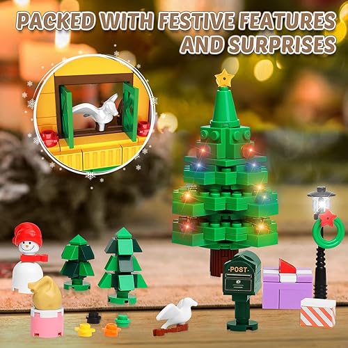 Miniatura 3 de Kit de bloques de construcción de casa de jengibre de Papá Noel, 1301 piezas, juego de Navidad, juego de juguetes de construcción, exhibición de