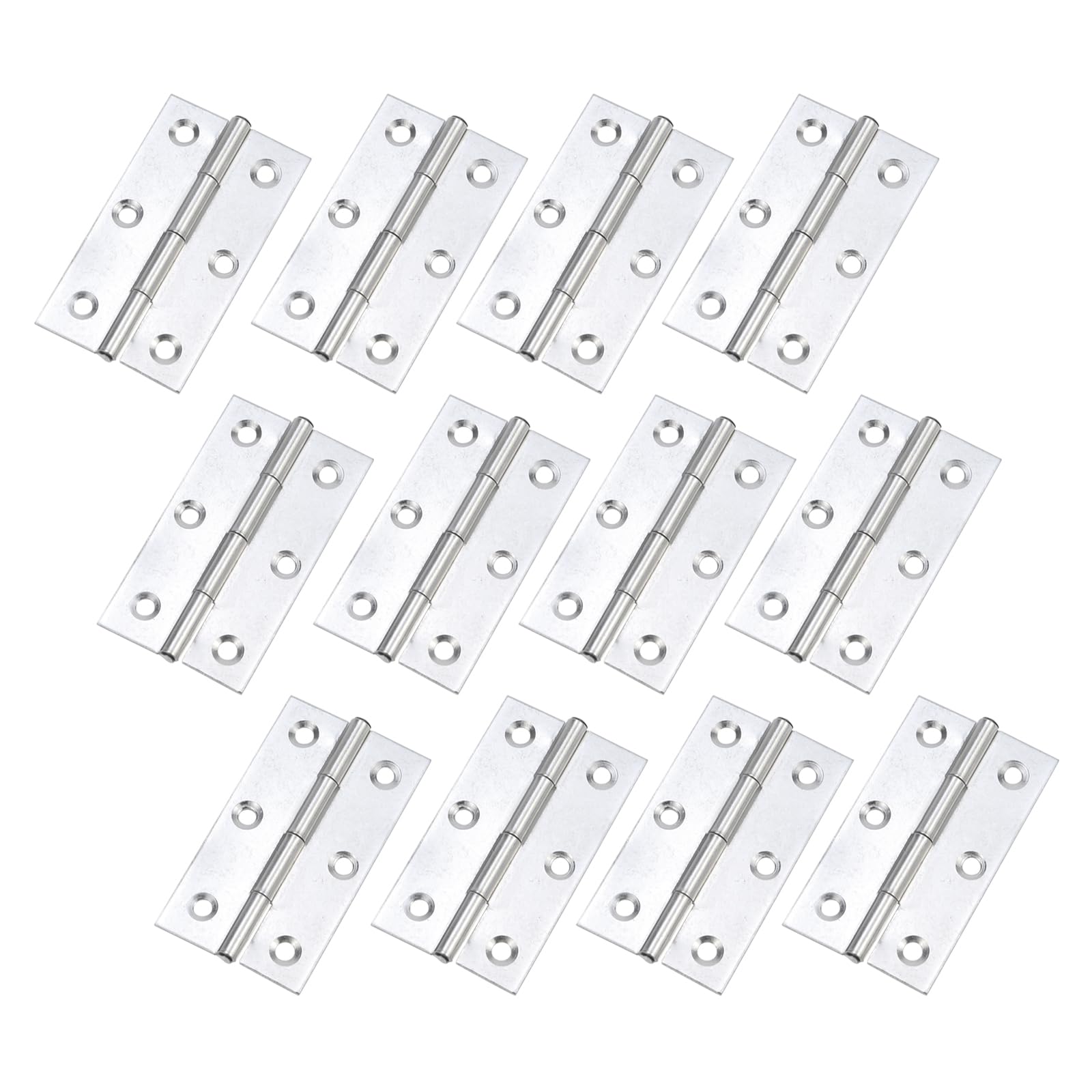 Mcredy Stainless Steel Cabinet Door Hinges 3 Inch, Silver, 12 Pcs | Folding Interior Door Hinges for Wooden Box, Effortless Operation, Easy
