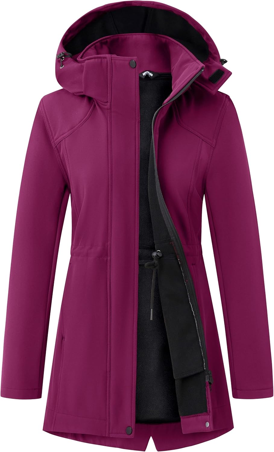 wantdo Women's Softshell Rain Jacket Lightweight Waterproof Fleece Lined Windbreaker Jacket with Hood