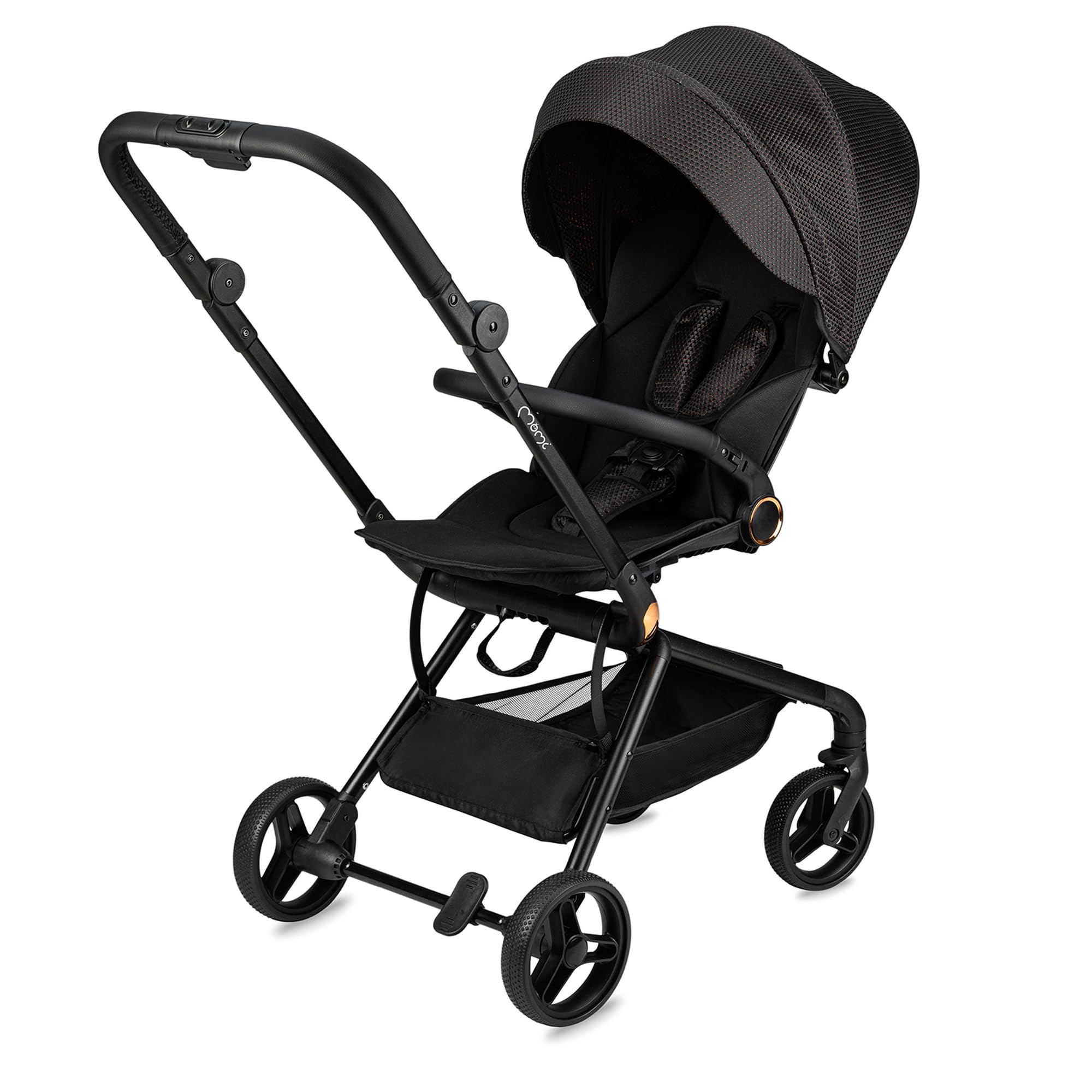 Silla de paseo MoMi ADELLE para niños a partir de 6 meses (hasta 22 kg), silla de paseo plegable con asiento de 360° y arnés de 5 puntos, cesta de la compra y asa para transportarla plegada