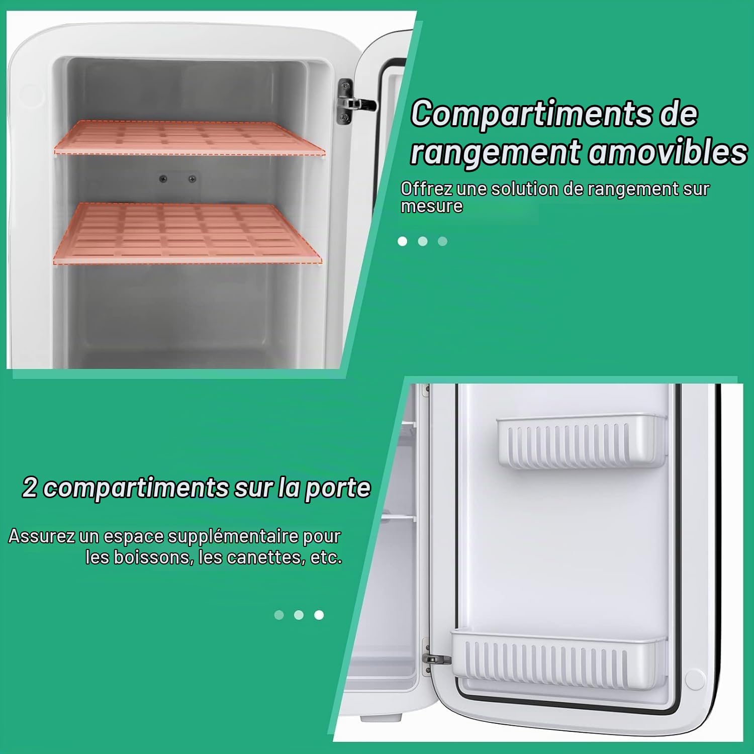FANTASK Mini réfrigérateur 2 en 1, 15 l, petit réfrigérateur avec fonction refroidissement et chauffage