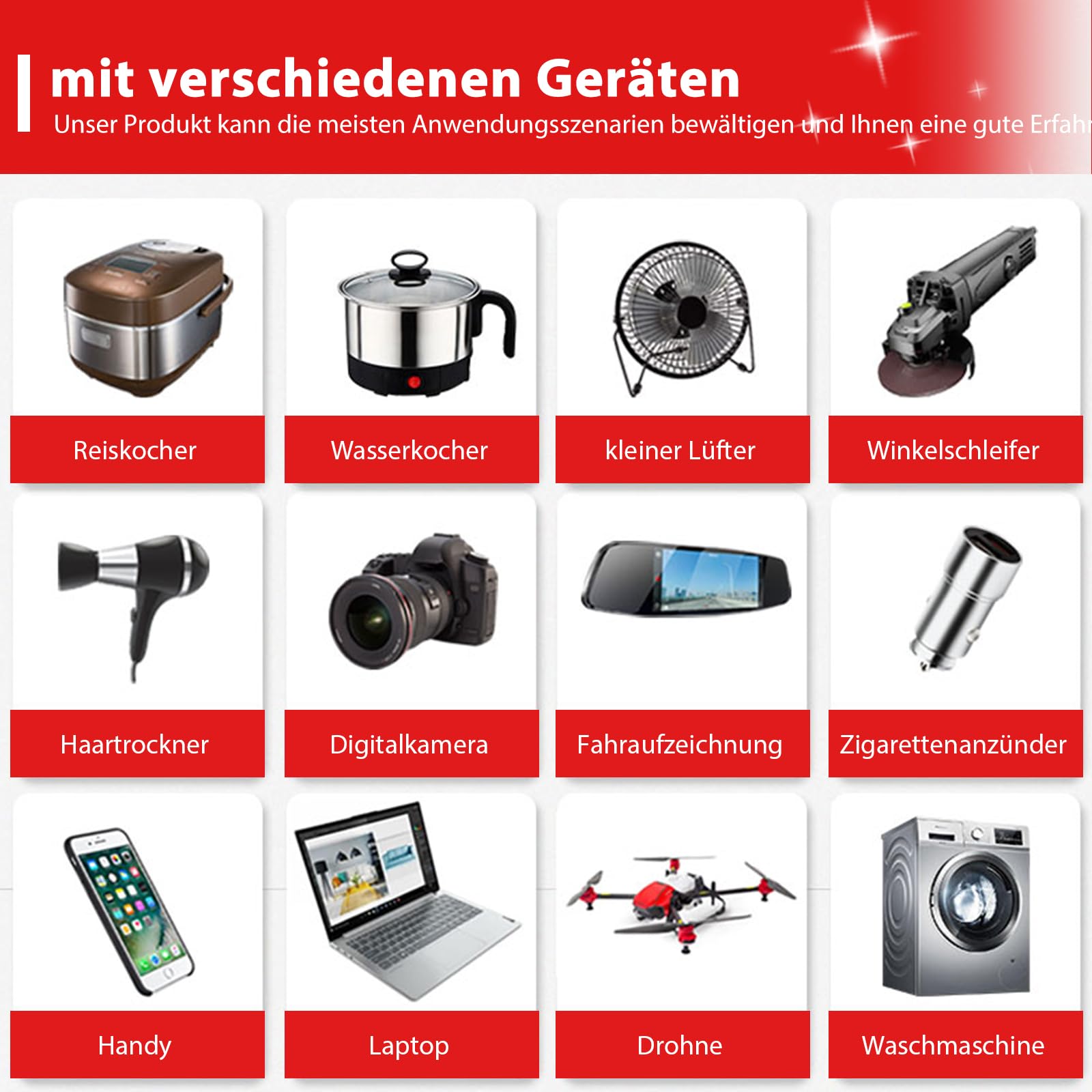 Wechselrichter Spannungswandler DC 12V / 24V auf AC 230V Modifizierte Sinuswelle Solar Inverter 700W/2000W mit EU Steckdosen, 2 USB Stromumwandler Adapter für Auto Kfz LKW Wohnwagen Camping