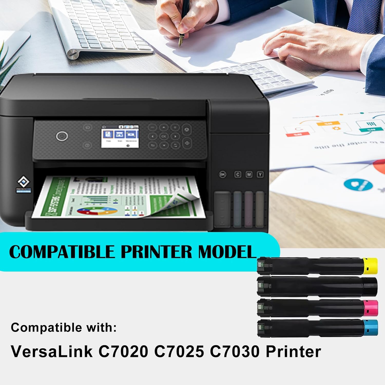 VersaLink C7020 C7025 C7030 Toner Cartridge 106R03741 106R03744 106R03743 106R03742 Compatible with Xerox VersaLink C7020 C7025 C7030 Printer(Black Cyan Magenta Yellow)