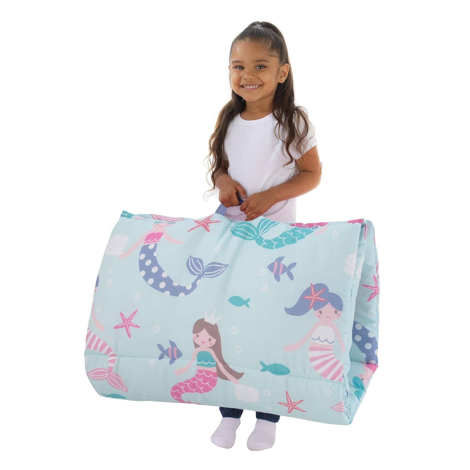 Everything Kids Pink, Lavender & Aqua Mermaid Deluxe Easy Fold Nap Mat, Aqua, Pink, Lavender, Teal : Baby