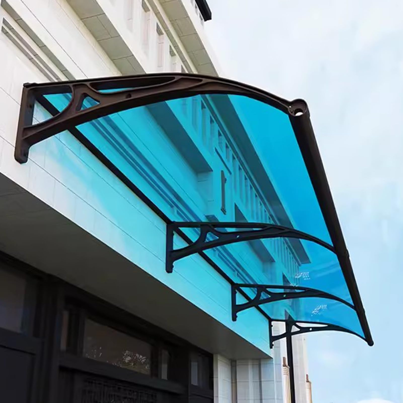 Ghply Blue Outdoor Door Patio Canopy, Polycarbonate Cover Exterior Window Awning With Aluminum Bracket Door Canopy For Patio, Porch, Deck(,100X240cm(39X95in))