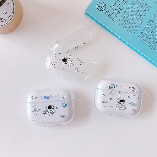 Vista 6 de ZTOFERA Funda transparente para Apple Airpods Pro, funda protectora a prueba de golpes, bonito patrón de astronauta para niñas, niños y mujeres