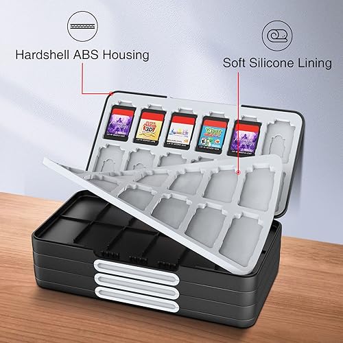 Miniatura 4 de HEIYING Funda para tarjetas de juego compatible con Nintendo Switch & Switch OLED, almacenamiento portátil para tarjetas de memoria de juegos Switch