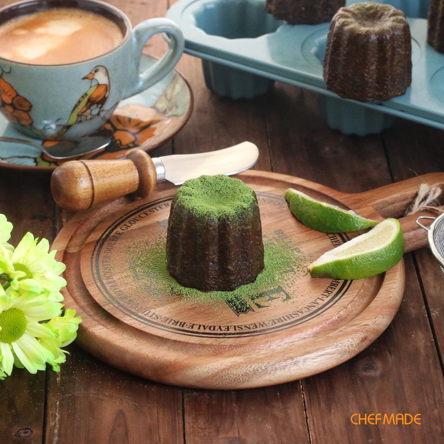 CHEFMADE Set di 6 teglie per muffin, antiaderenti, resistenti, in acciaio al carbonio, stampo standard per torte (verde)