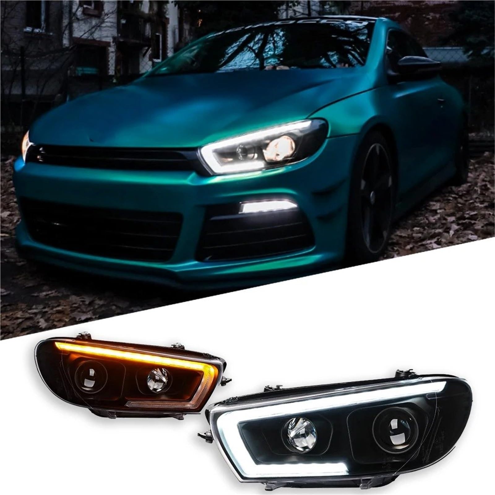 Faro Anteriore per VW Scirocco 2009-2017 DRL modificato Indicatore di direzione dinamico Faro Accessori Auto Auto Gruppo Faro Auto()