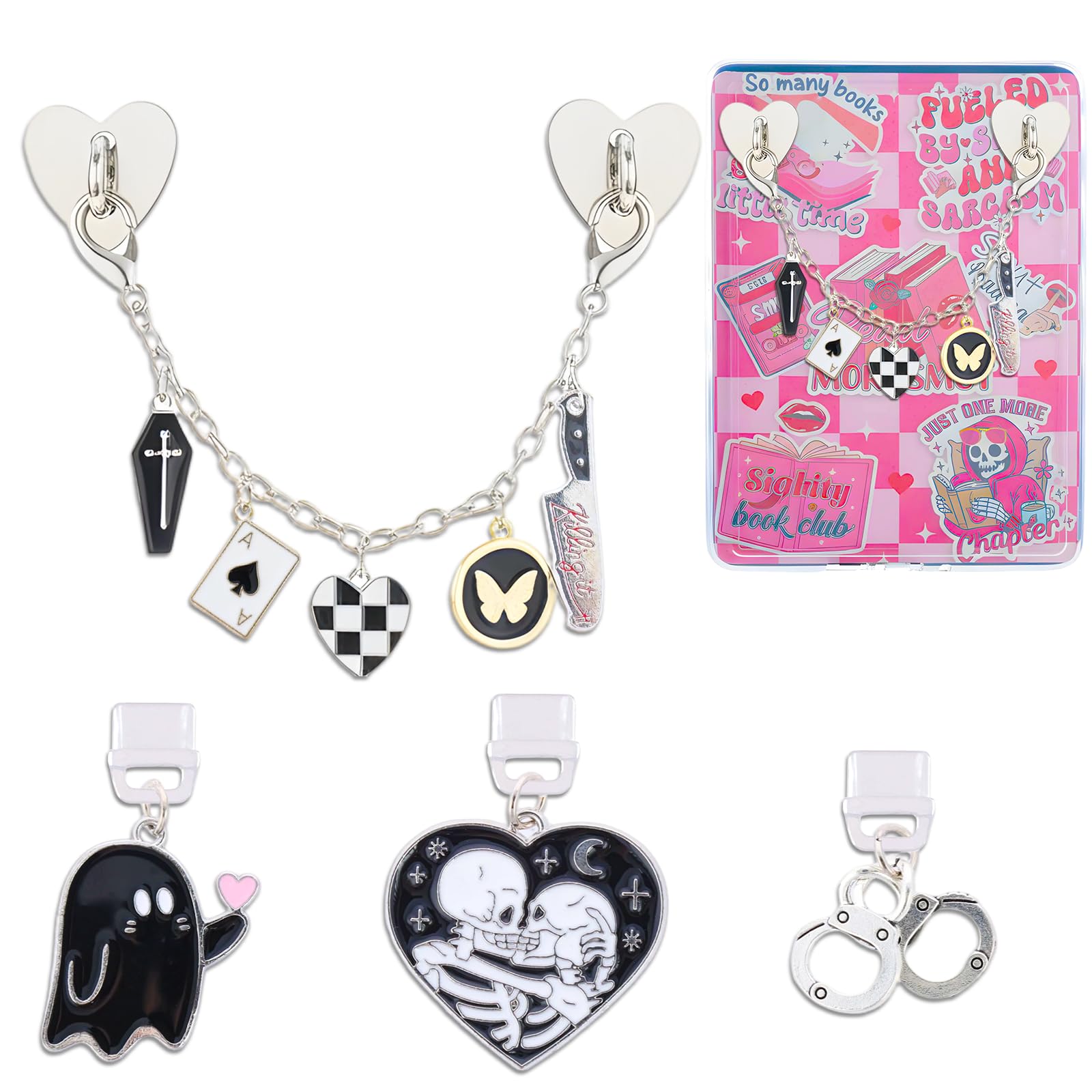 Dust Plug Charm Chains for Kindle - 4pcs Bracelets &amp; Dustplug Decorating Accessories, Compatible for E-Reader