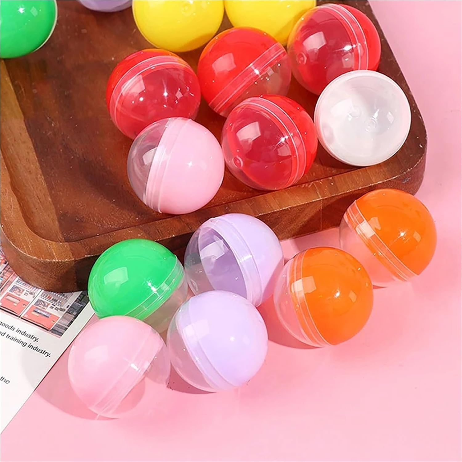 Vending Machine Capsules 200Pcs Mini 32MM Clear Transparency Plastic Capsule Toy Surprise Ball Tiny Container Making Things Model Gashapon(ColorA)