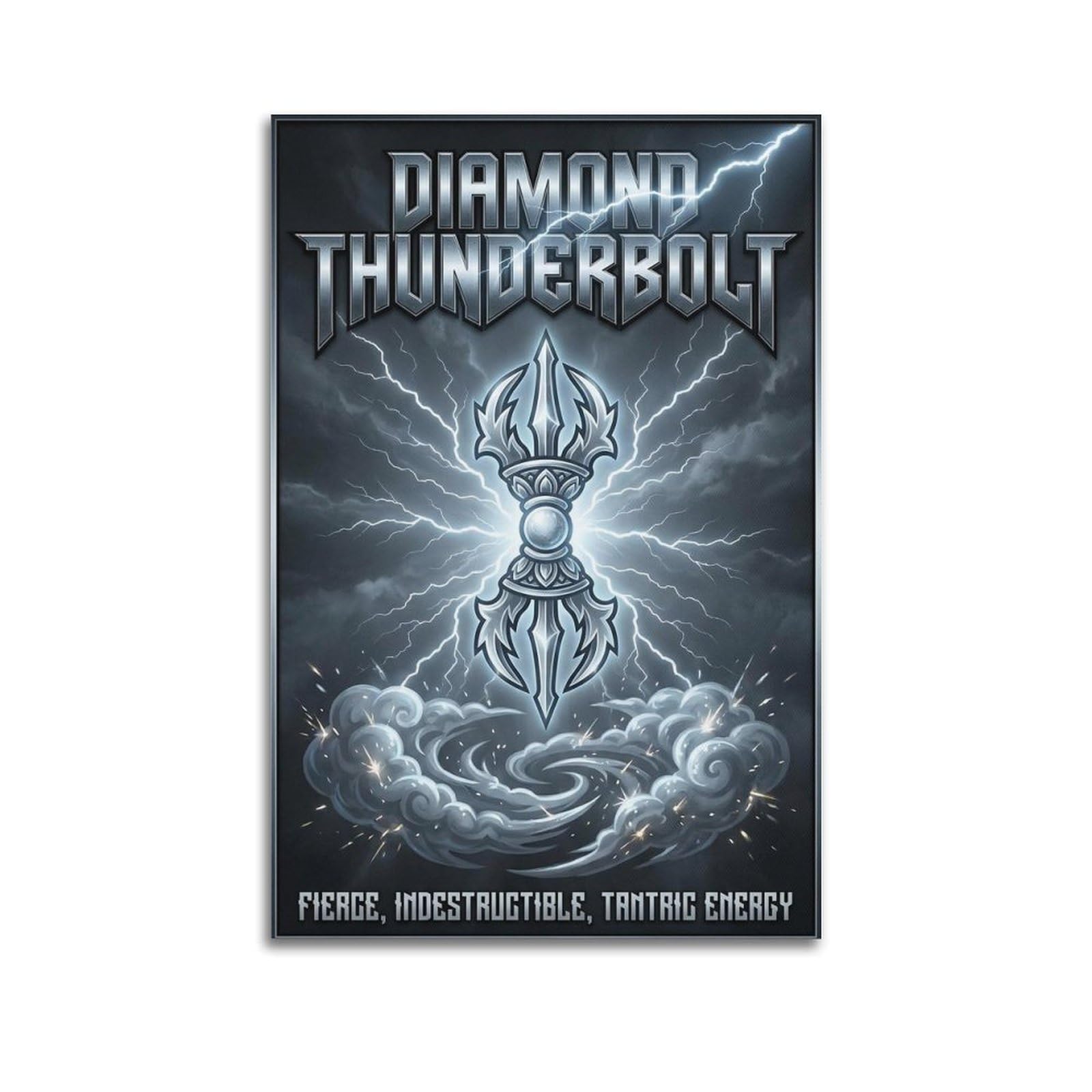 XKUGA Buddhist Vajra Poster Diamond Thunderbolt Mantra Energy Modern Decorative Canvas Prints - Ideal Wall Art for Family, Man Cave, Game Room, Boys & Girls Bedroom 20x30inch(50x75cm)