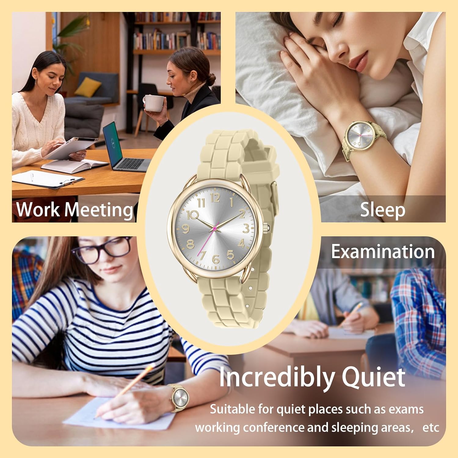 Asan Ge Analog Watch for Women Large Numerals Face Easy Time Reading Silicone Strap Casual Watch Water Resistant 100 feet - Image 5