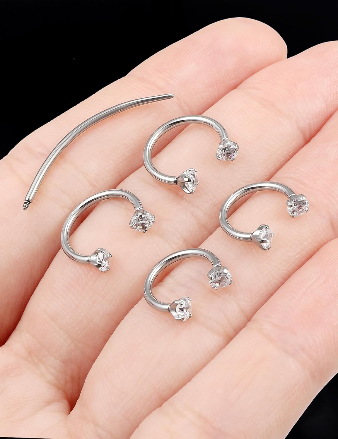 Oufksiyy 16g 18G 20G Internally Threaded F136 Titanium 8/10mm Horseshoe Septum Nose Lip Rings Piercings Cartilage Rook Sung Helix Daith Earrings Jewelry for Women Men 4Pcs - Image 6