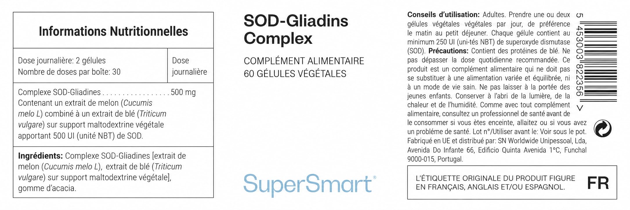 SOD-Gliadins Complex - Origine Végétale - Super Absorbable - SuperSmart