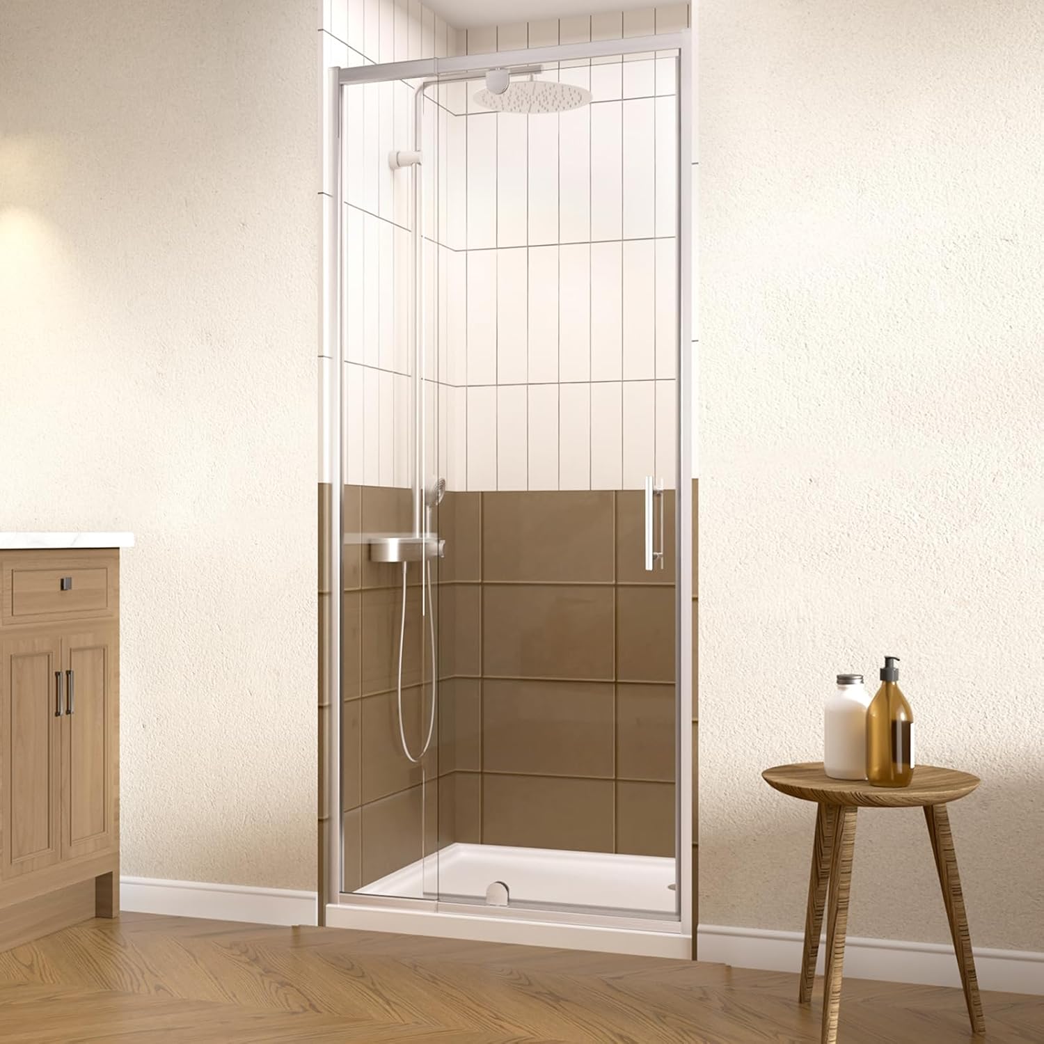 Royal Guard Pivot Glass Shower Door,Semi-Frameless Pivot Swing Glass Shower Door,with 1/4"(6mm) Clear SGCC Tempered Glass,Reversible Installation,28-32" W x 72" H,Brush Nickel