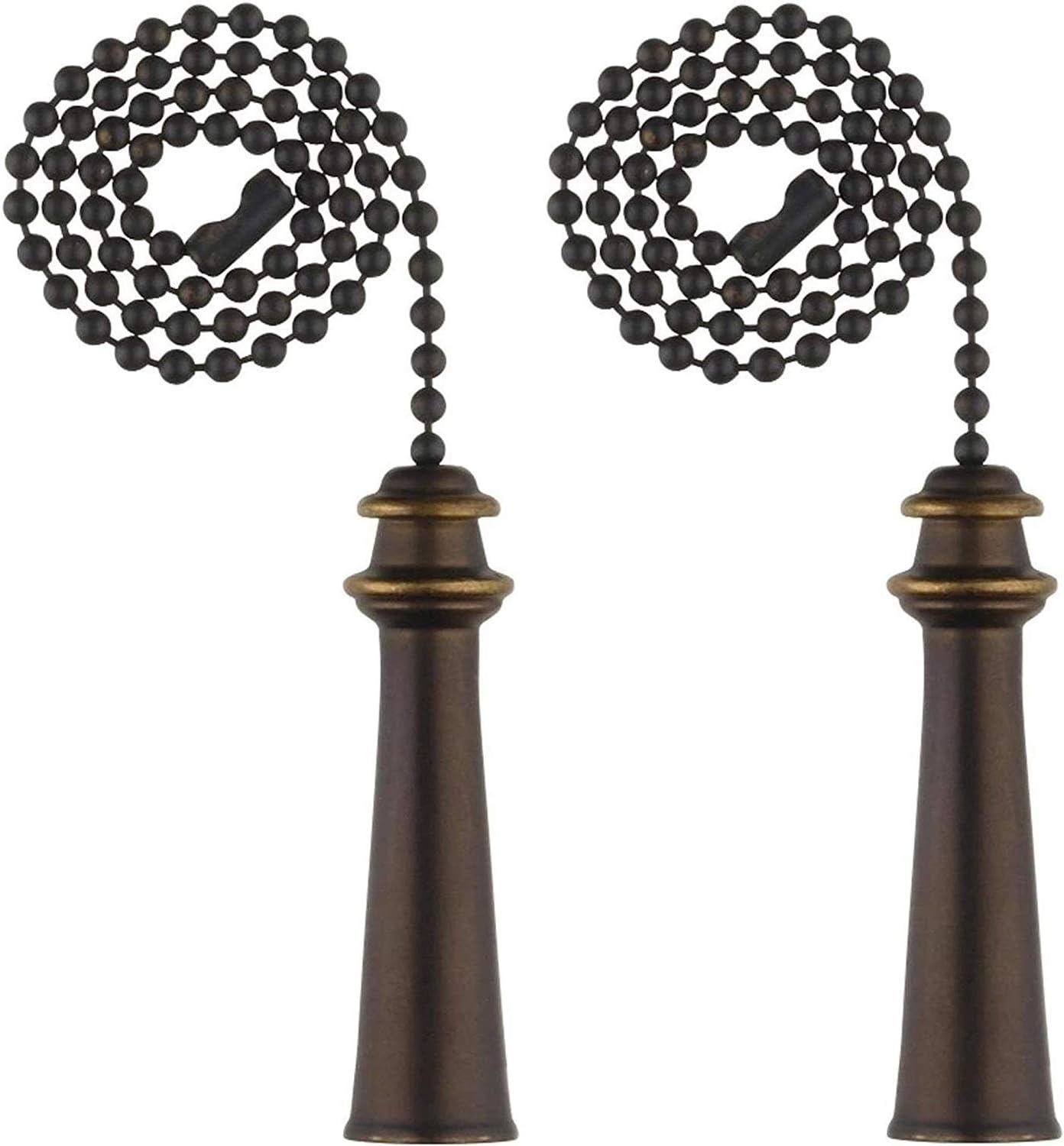 Ciata Trophy Pull Chain in Oil Rubbed Bronze Finish with 12 inch Beaded Chain - 2 Pack