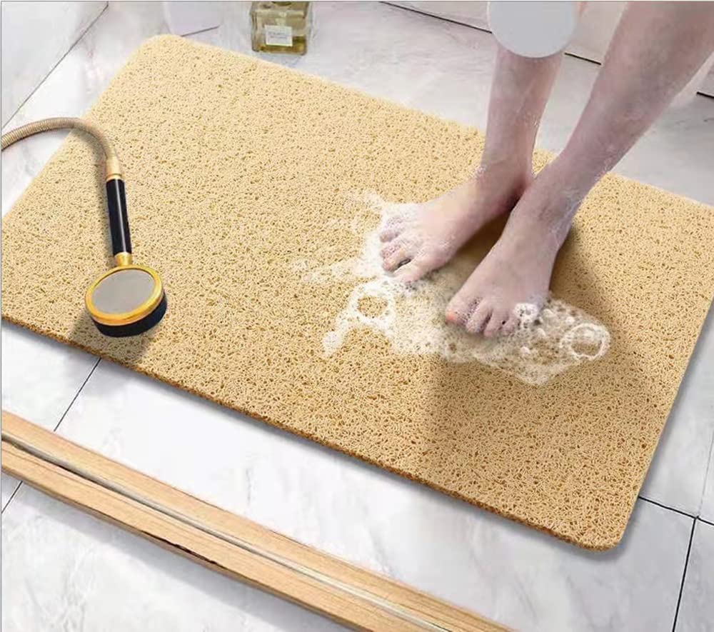 Bingobang Beige Bath Mats Non Slip,Shower Mat Rubber 60X40cm,Extra Soft Anti-Mould, Machine-Washable,For Bathroom Floor,Bathtub(Beige)