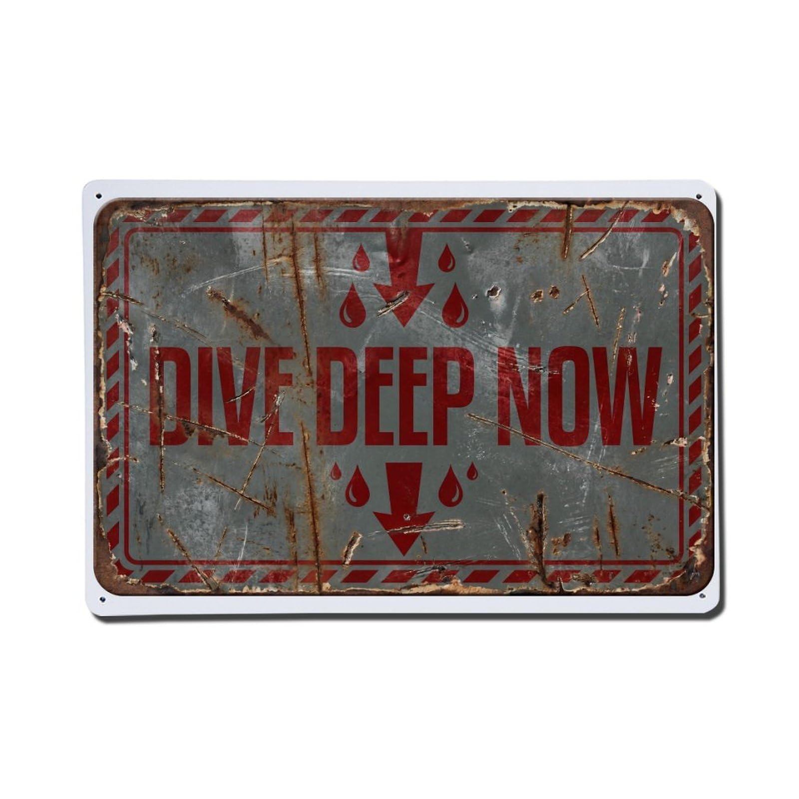 Dive Deep Now Immersion Retro Motivational Slogans Metal Tin Sign Plaque Wall Decor for Cafe, Club Bar, Office, Home Garden Metal Poster 8x12Inch