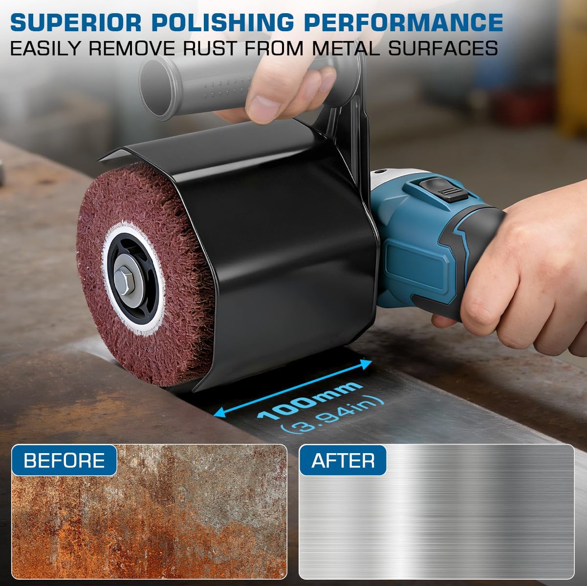 3IN1 Burnishing Polishing Machine & Buffer Polisher & Angle Grinder, 1200W Brushless Handheld Electric Metal Burnishing Machine with 2x4.0Ah Batteries, 3 Variable Speed, 9000RPM With Polishing Wheel