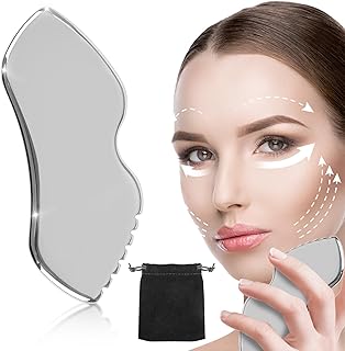 Gua Sha Facial Tools, Premium Stainless Steel Gua Sha Stone Facial Massager, Gua-sha Myofascial Massage Board for Face, Eyes, Neck and Body, Skin Care Gift
