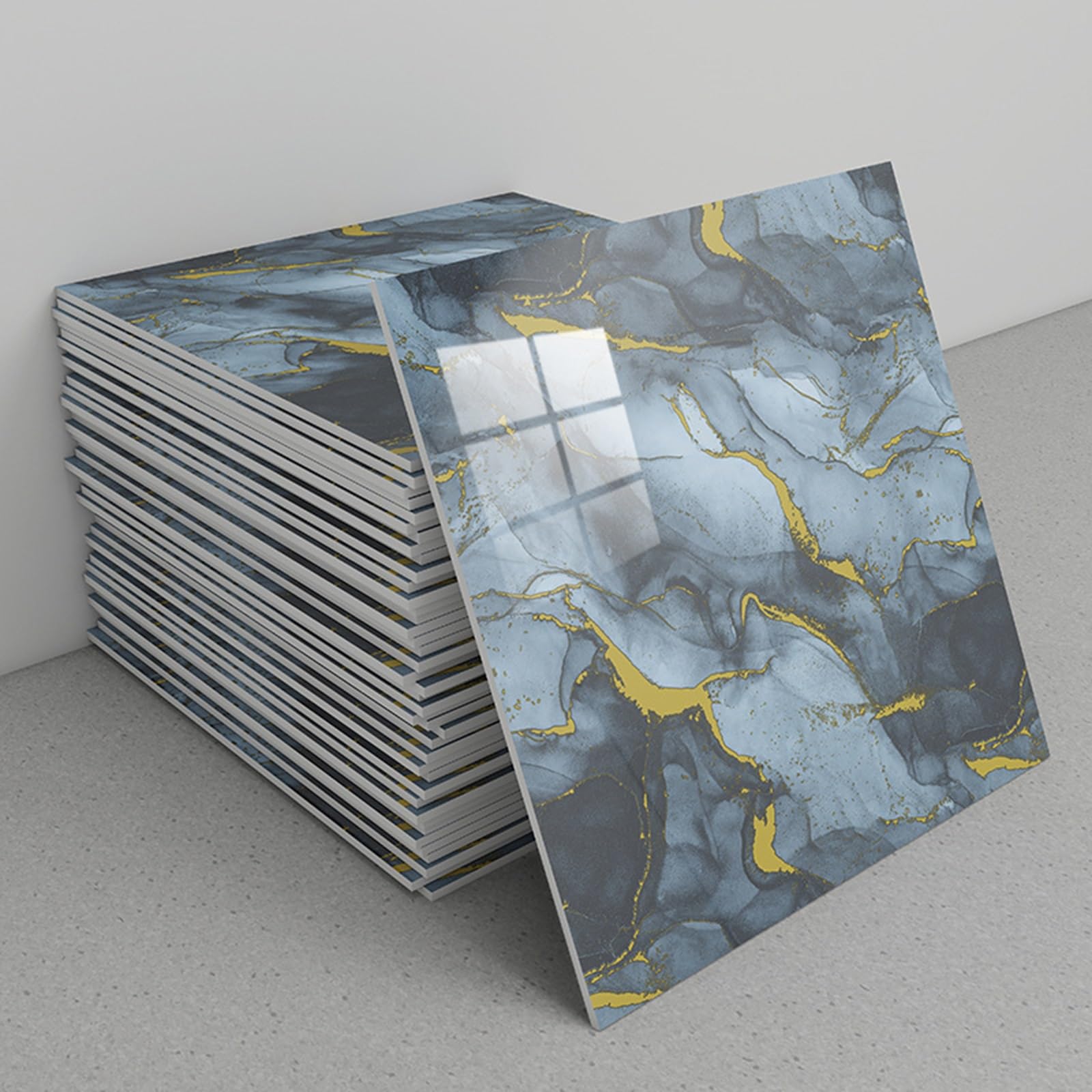 Hgasopld C9 Marble Tile Stickers, Peel And Stick Backsplash Tiles, Marble, Pack Of 30, 30X30 Cm