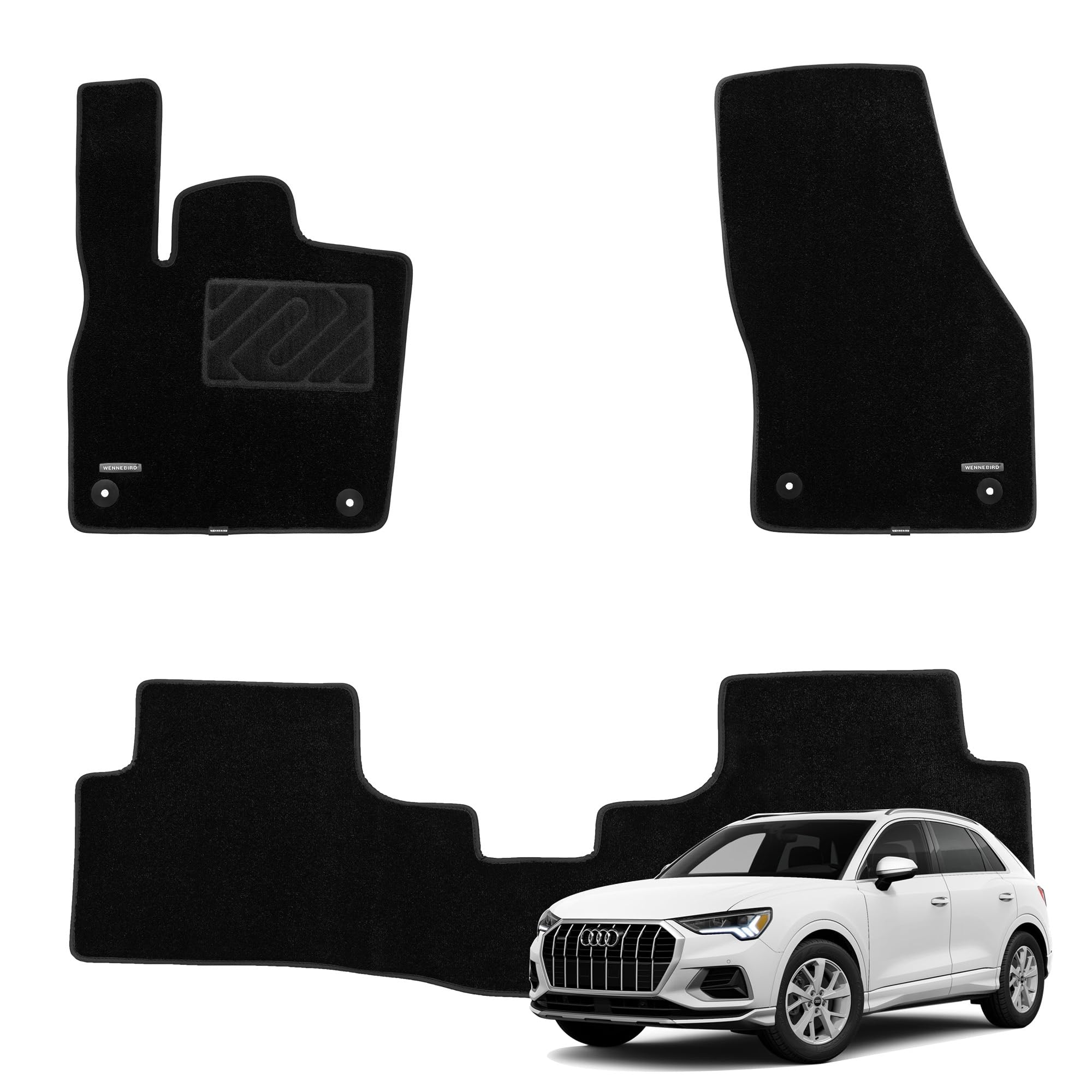 Carpet Floor Mats for Audi Q3 2019-2026, 3Pc | F3, 0.6-Inch Ultra-Thick Plush Carpet, Noi…