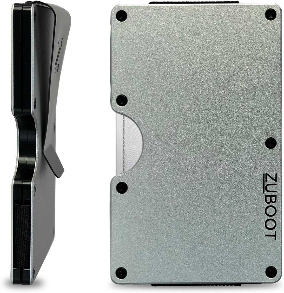 Aluminum RFID Wallet for Men – Slim Minimalist Metal Card Holder with Cash Clip, Holds 16 Cards – Durable, Lightweight Front Pocket Wallet for Everyday Carry (Pewter, Cash Clip)