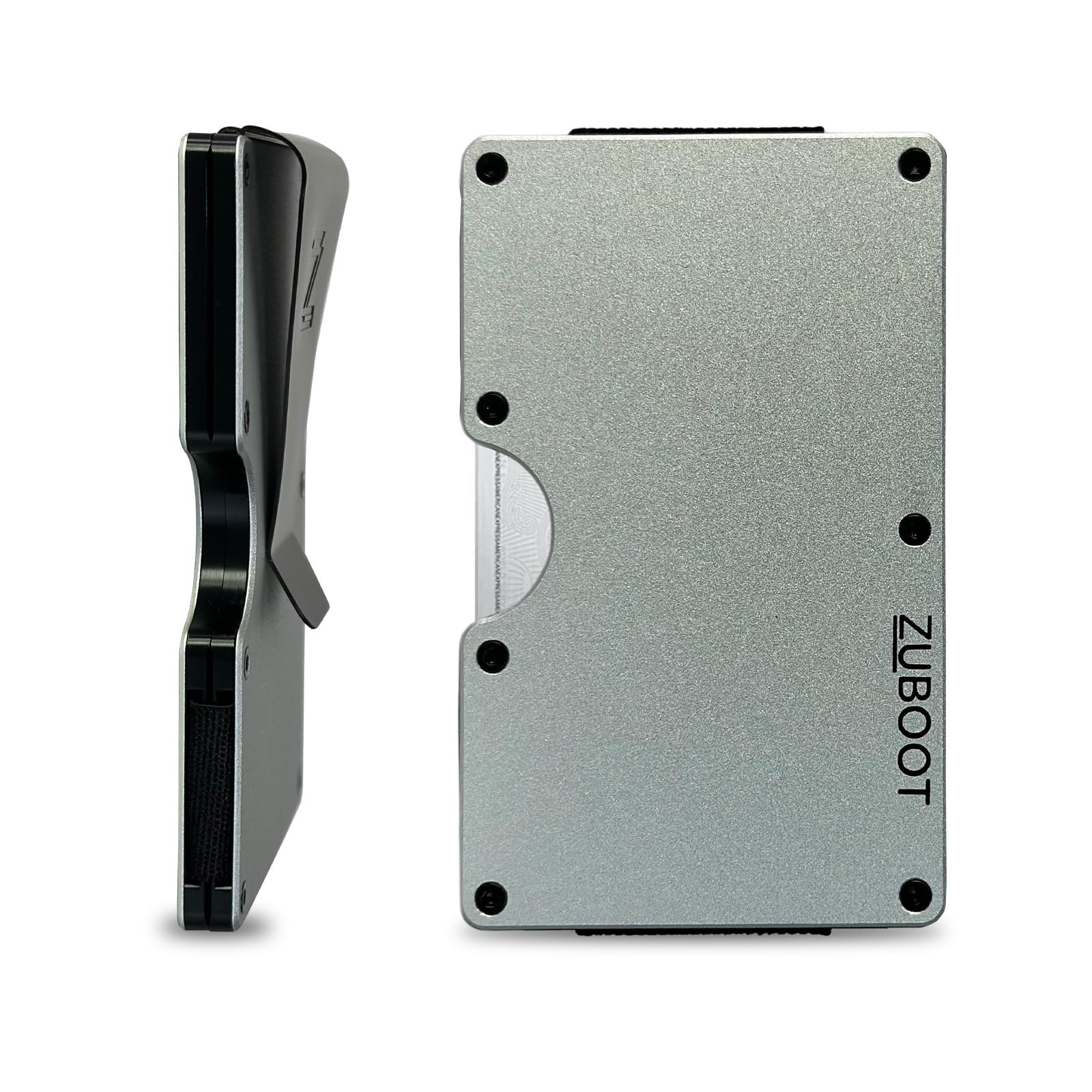 Aluminum RFID Wallet for Men – Slim Minimalist Metal Card Holder with Cash Clip, Holds 16 Cards – Durable, Lightweight Front Pocket Wallet for Everyday Carry (Pewter, Cash Clip)