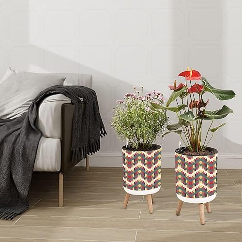 Miniatura 3 de Maceta con soporte de textura navajo bohemia con patas de pie, macetas de riego automático de 8.7 pulgadas con entrada de agua e indicador de nivel
