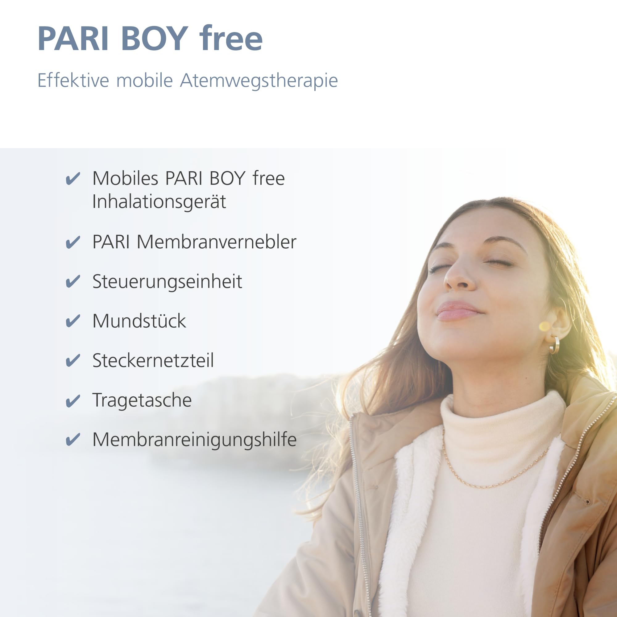 PARI BOY® free – Mobiles Inhalationsgerät für die ganze Familie | "inkl. tragbarem Membranvernebler, PARI SMARTMASK Baby, Mundstück, Steckernetzteil, Membranreinigungshilfe und Tragetasche"