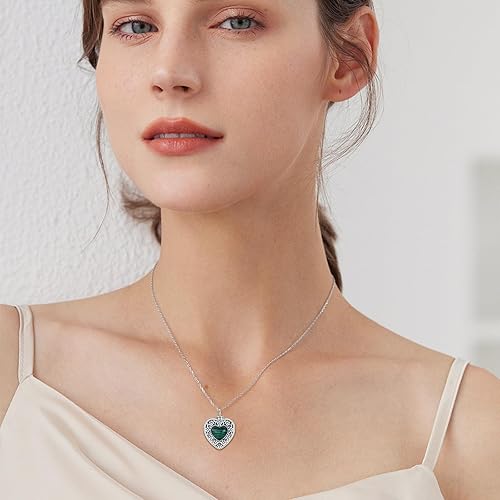 Miniatura 5 de AOBOCO Collar de urna de flor para cenizas, plata de ley, recuerdo conmemorativo, corazón, joyería de cremación para mujeres queridas