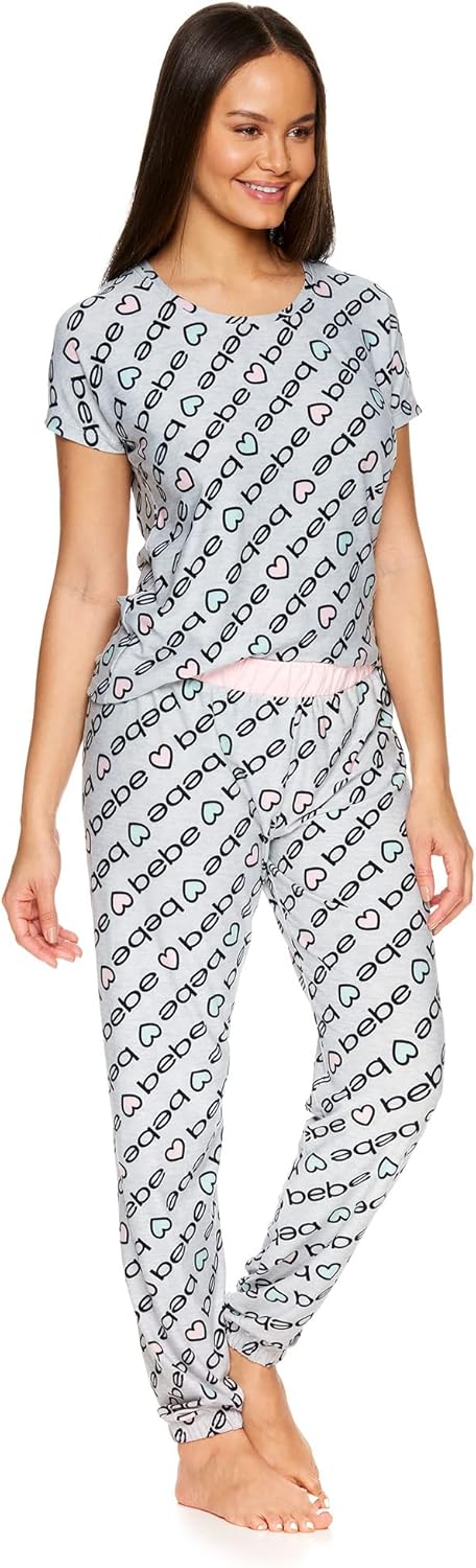 bebe Womens PJs Sets 2 Piece with Tee and Pajama Pants,Women's Sleepwear, Ladies Pajamas Sets - Image 2